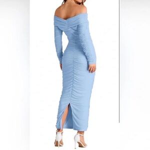 PrettyGarden Long Sleeve light Blue Maxi Dress